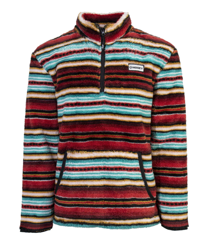 Hooey Girls Red/Cream Fleece Pullover W/Serape Pattern