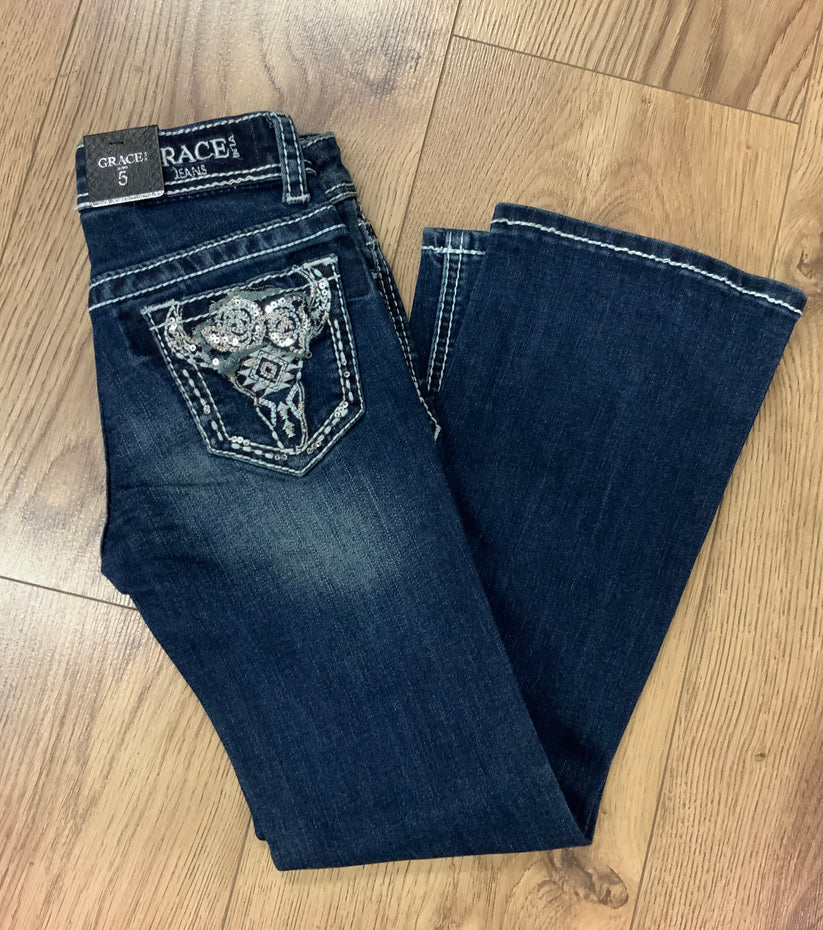 Grace in LA Toddler Girl's Steerhead Bootcut Jeans