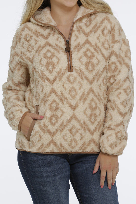 WOMEN'S 1/2 ZIP SWEATER SHERPA HOODIE