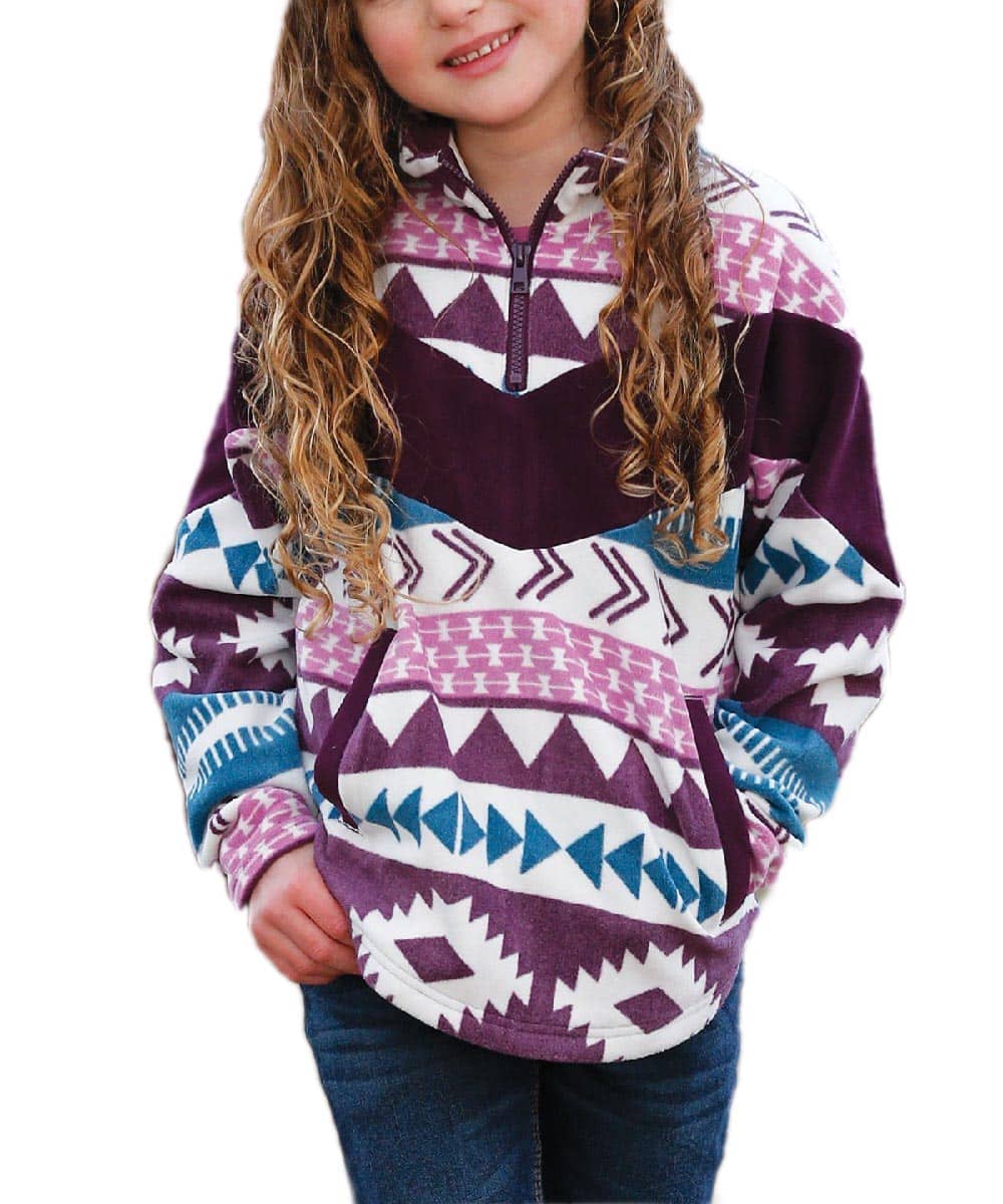 Cruel Girl Girls' Aztec Print Quarter Zip Pullover