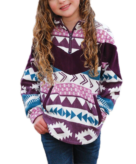 Cruel Girl Girls' Aztec Print Quarter Zip Pullover